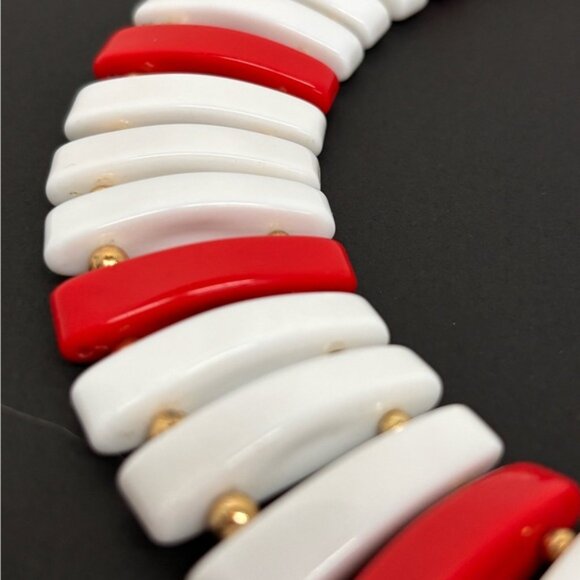 Retro Bold Red and White Statement Choker Necklace - Picture 13 of 16